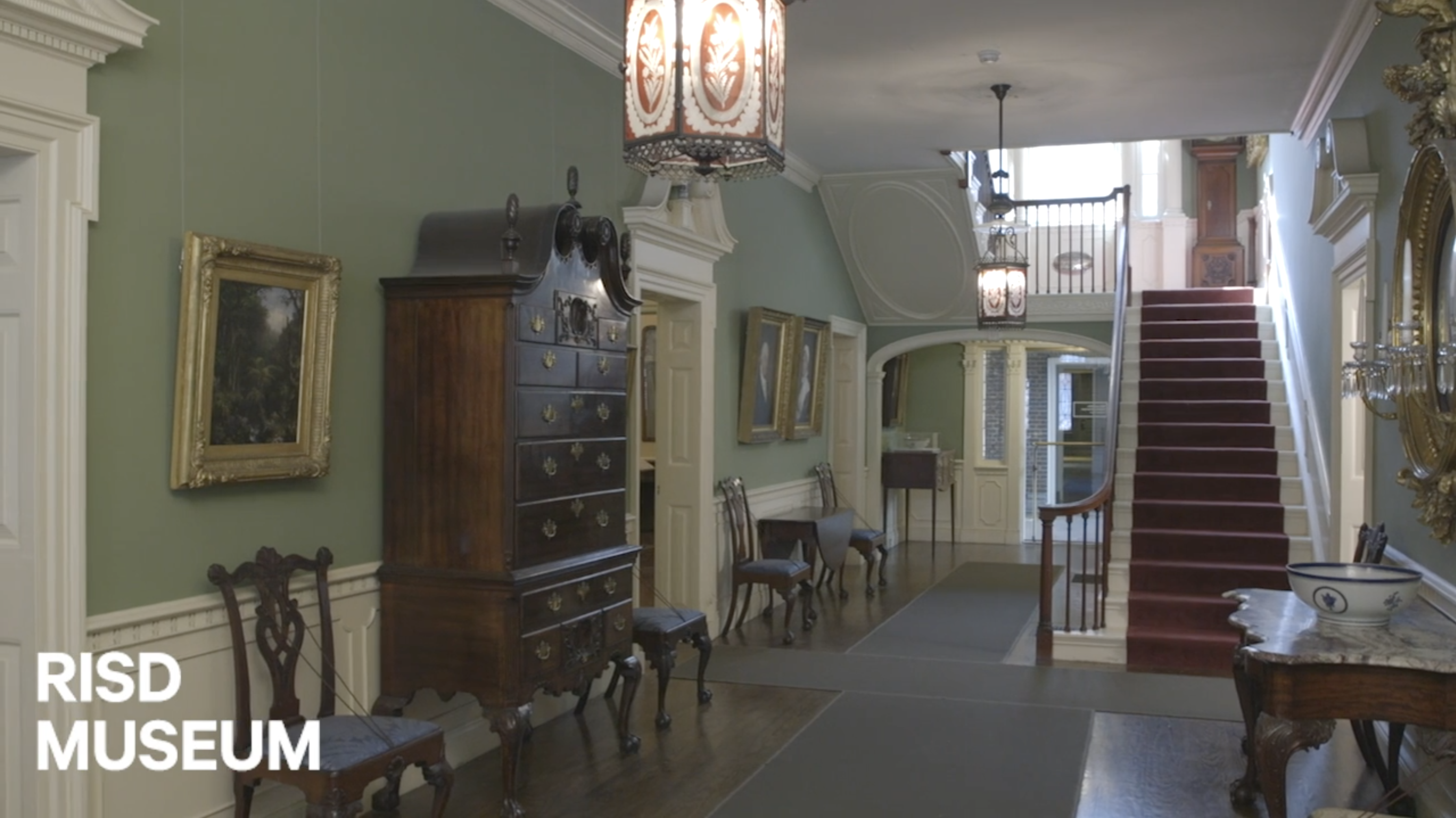 Photograph of RISD Musem's Pendelton House, showing American art inside a 18th-century home.