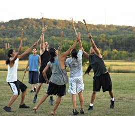 Cherokee men play stickball Cherokee men play stickball